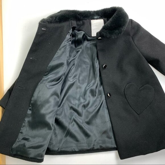 Gymboree Black Dress Coat with Faux Fur  Collar - Picture 5 of 11